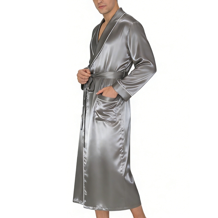 Men's Pure Mulberry Silk Long Robe