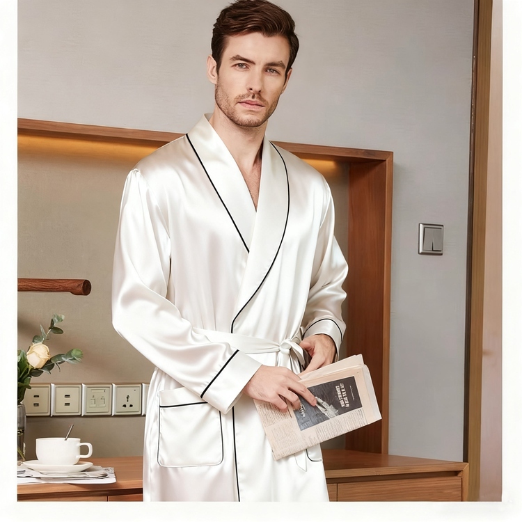 Men's Pure Mulberry Silk Long Robe