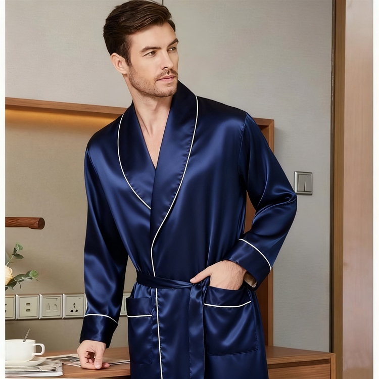 Men's Pure Mulberry Silk Long Robe