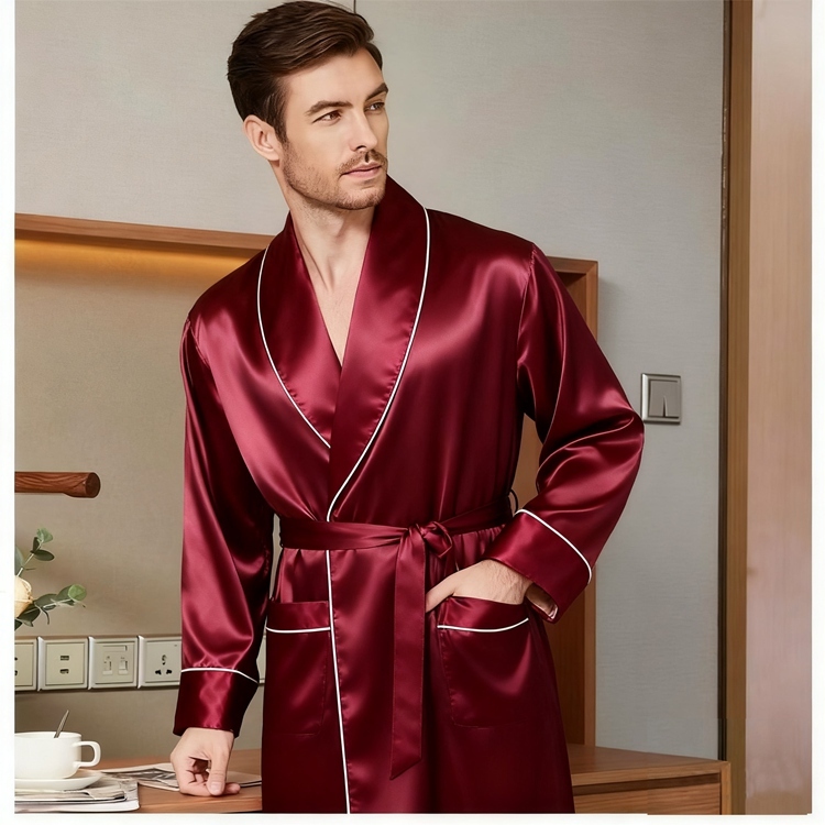 Men's Pure Mulberry Silk Long Robe