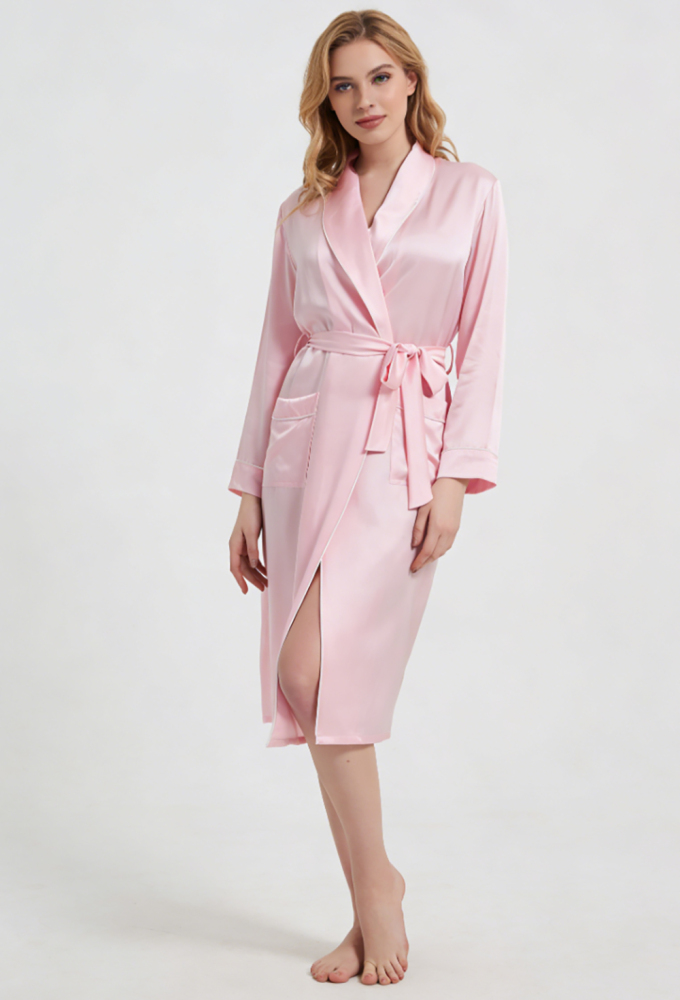 Women's 100% Silk Robe Pink Size Small