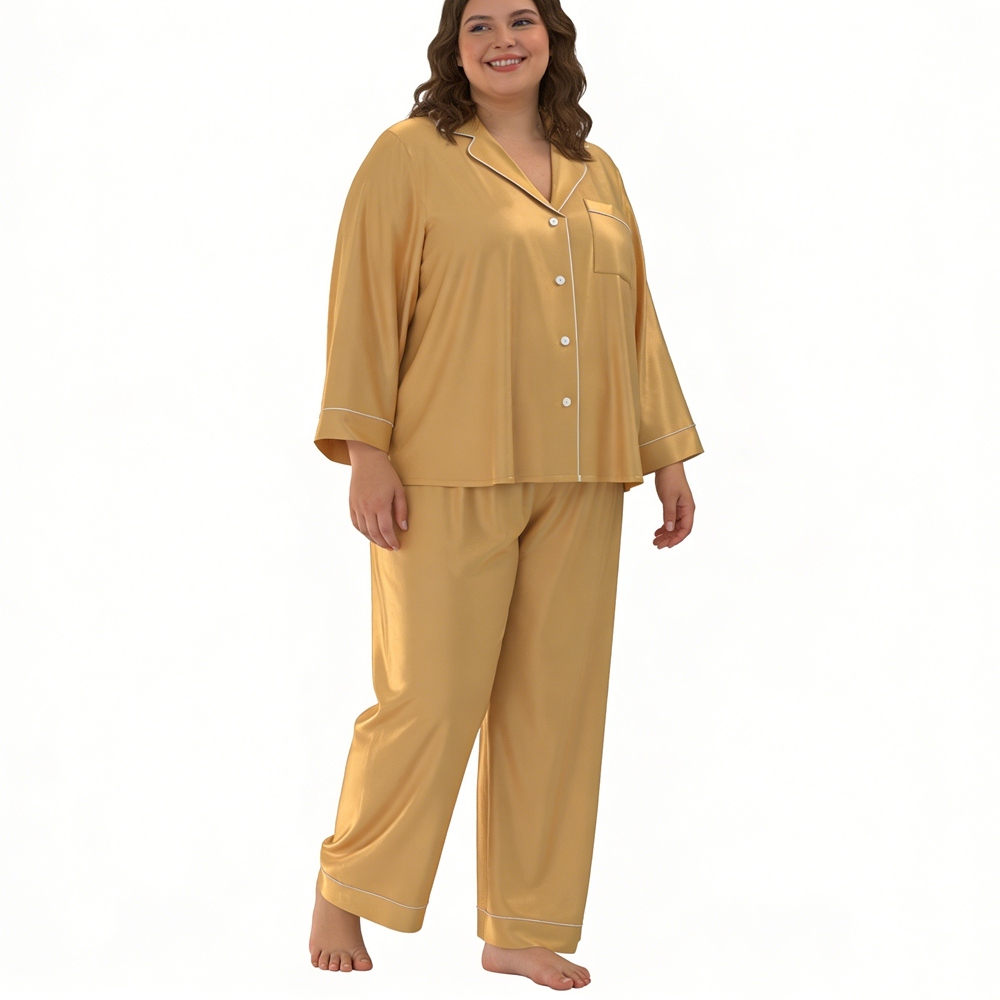 Women's Plus Size Silk Pajama Set
