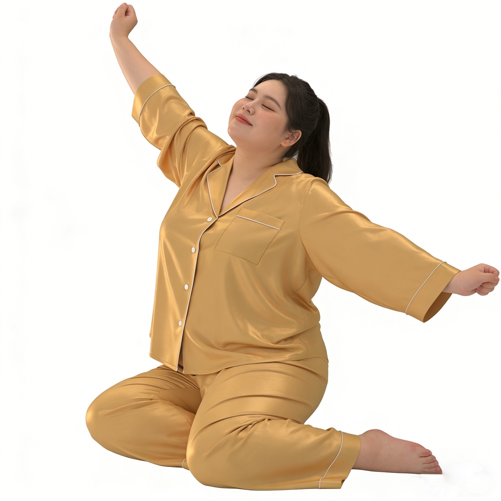 Women's Plus Size Silk Pajama Set