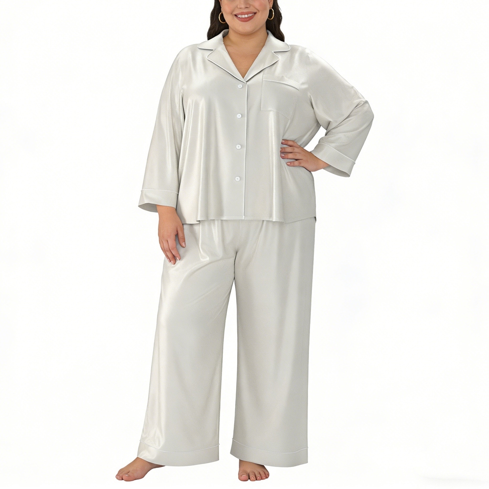 Women's Plus Size Silk Pajama Set