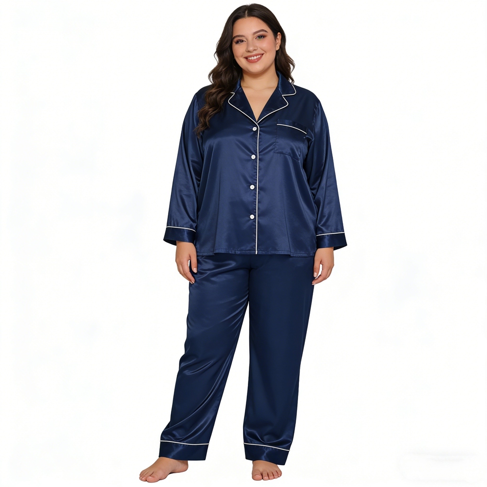 Women's Plus Size Silk Pajama Set