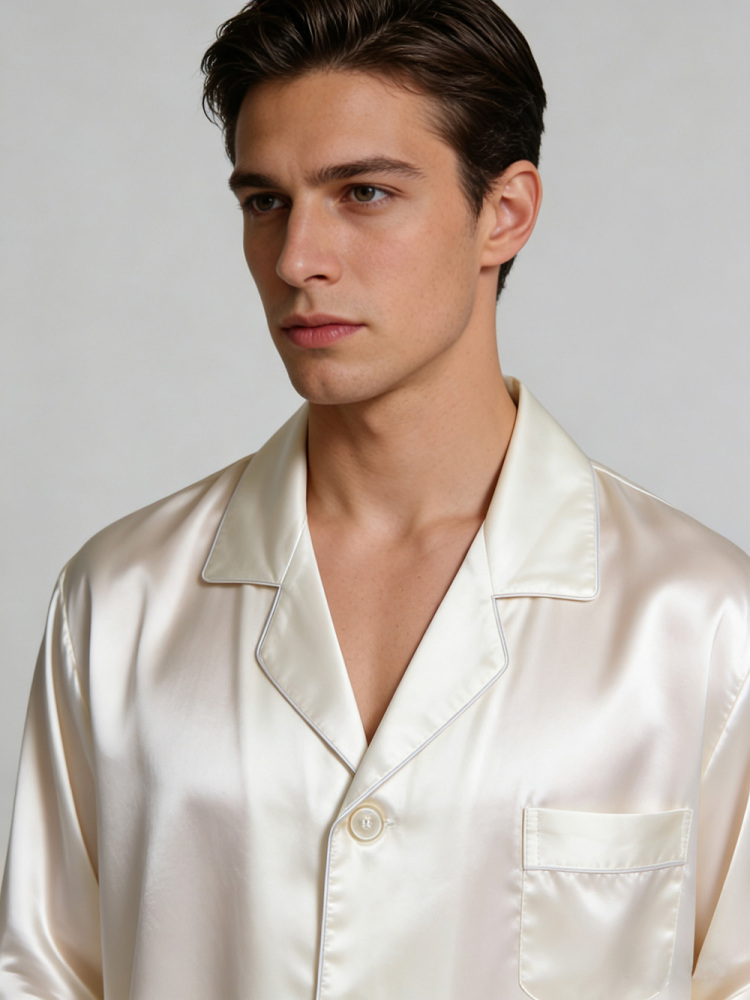 Men's 30MM Slk Pajamas Set Size L Color Ivory