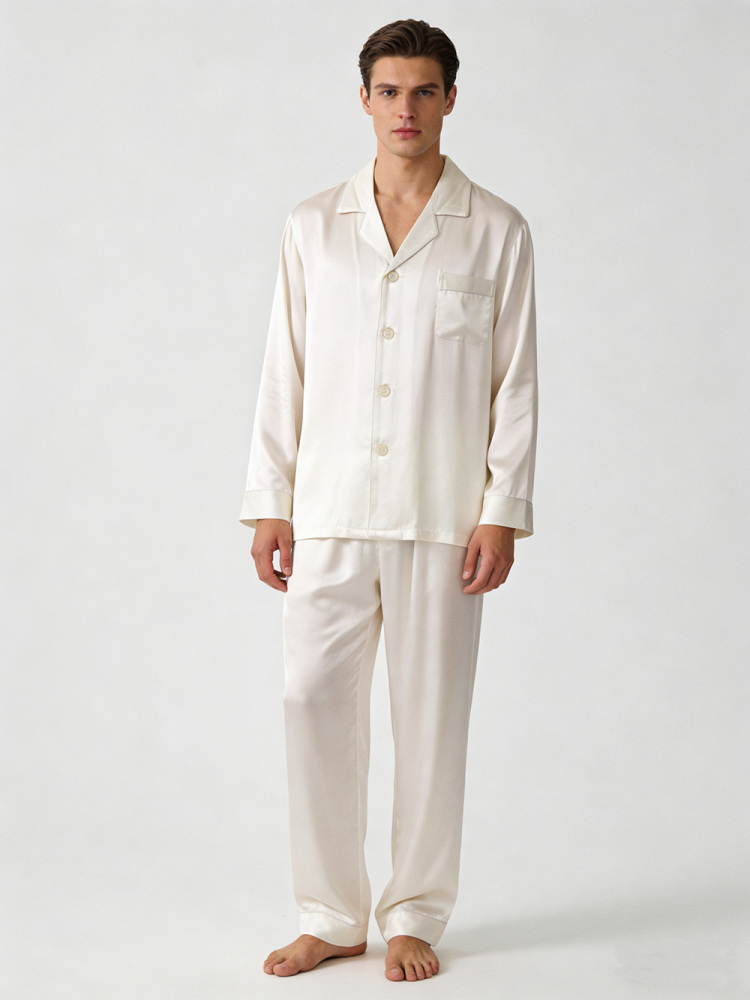Men's 30MM Slk Pajamas Set Size L Color Ivory