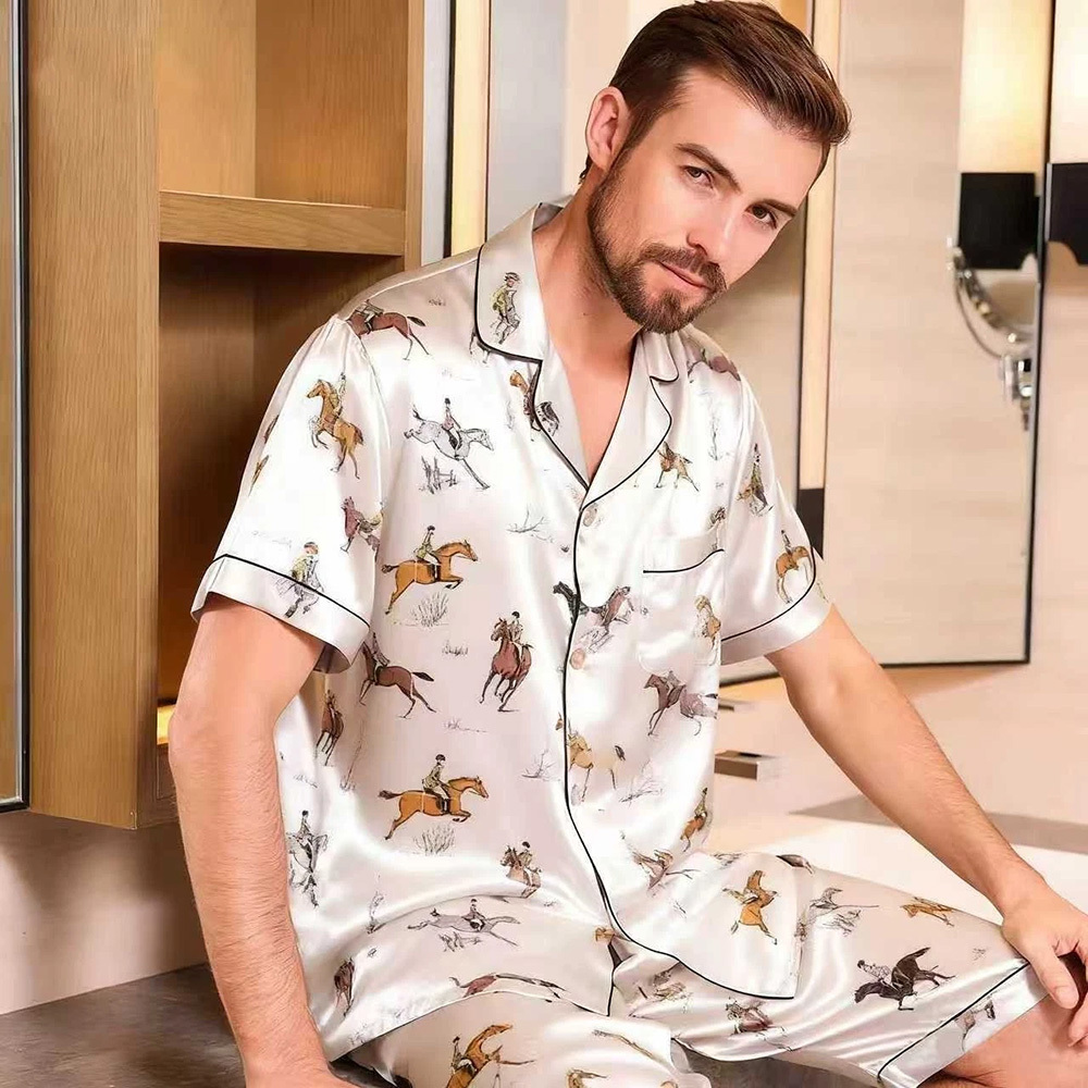 Men's 100% Mulberry Silk Short Sleeves Pajama Set
