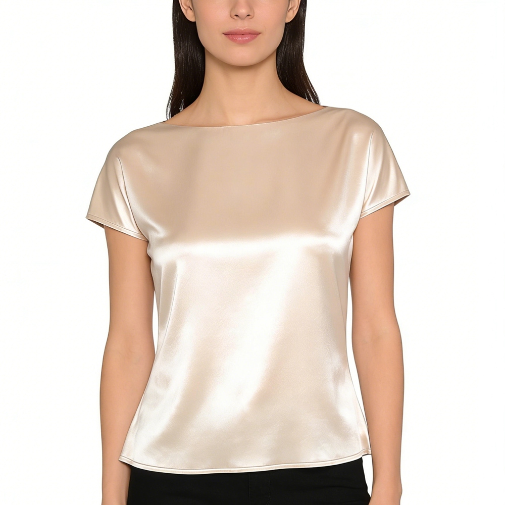 Boat Neck Silk Top For Women