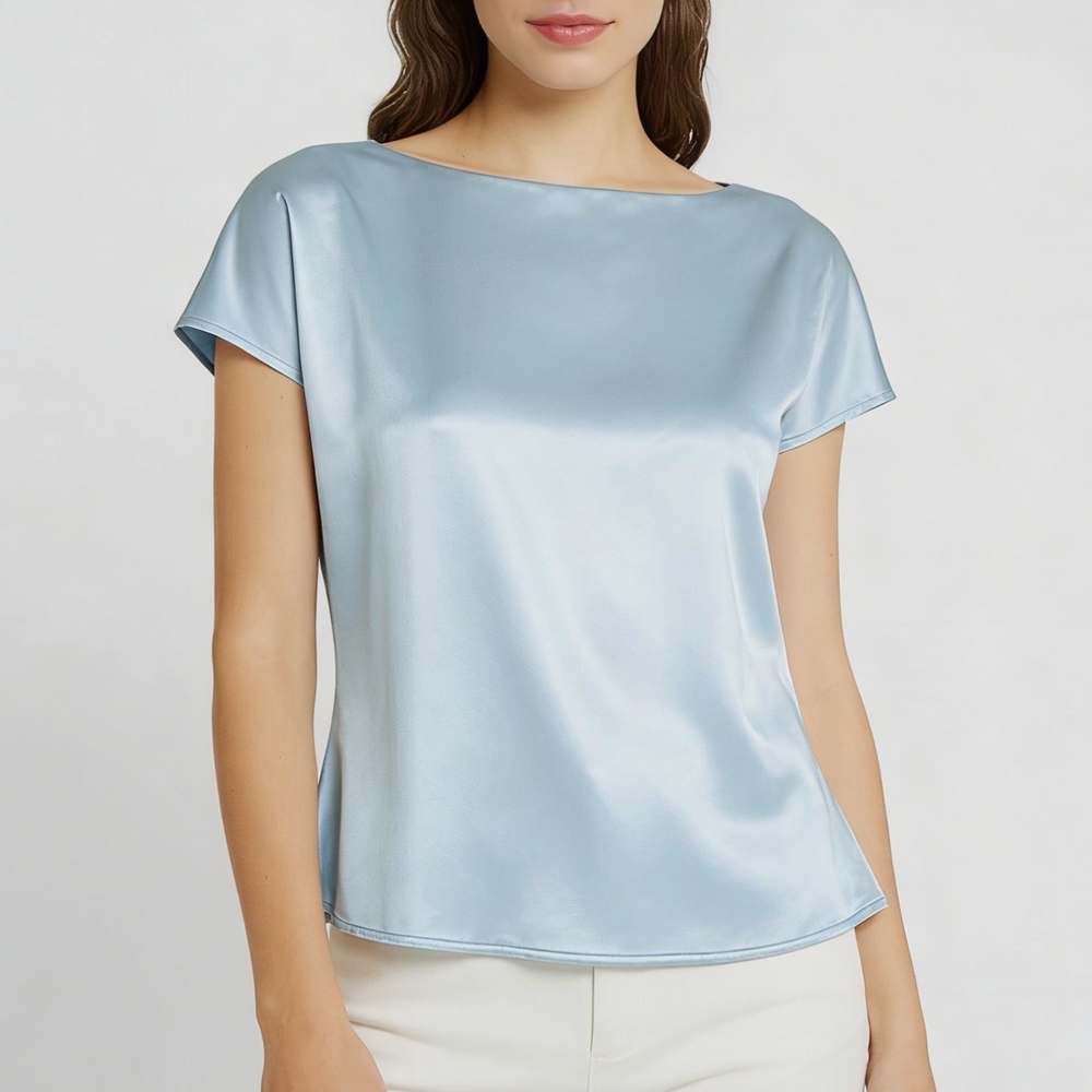 Boat Neck Silk Top For Women