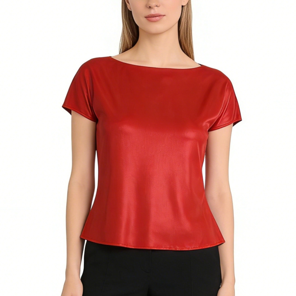 Boat Neck Silk Top For Women