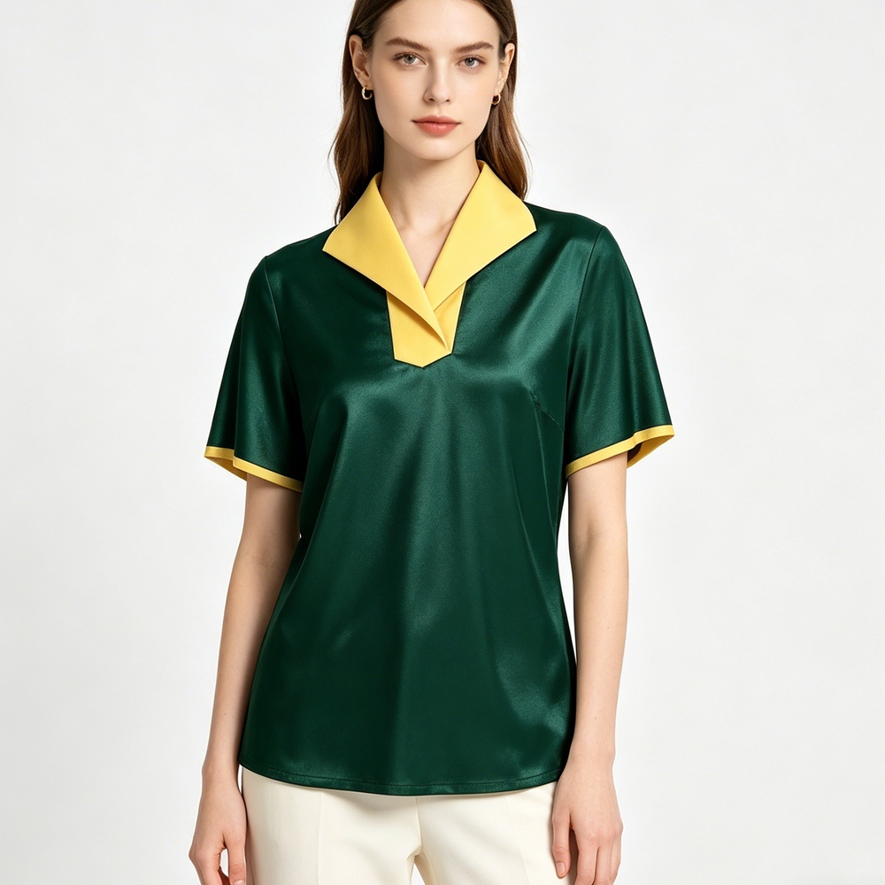 Silk Lapel Collar Polo Shirt