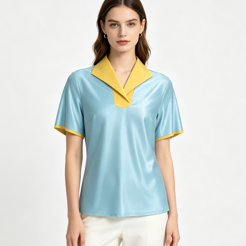 Silk Lapel Collar Polo Shirt