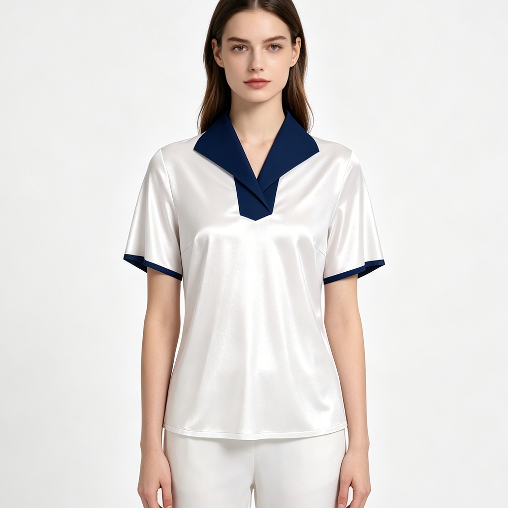 Silk Lapel Collar Polo Shirt
