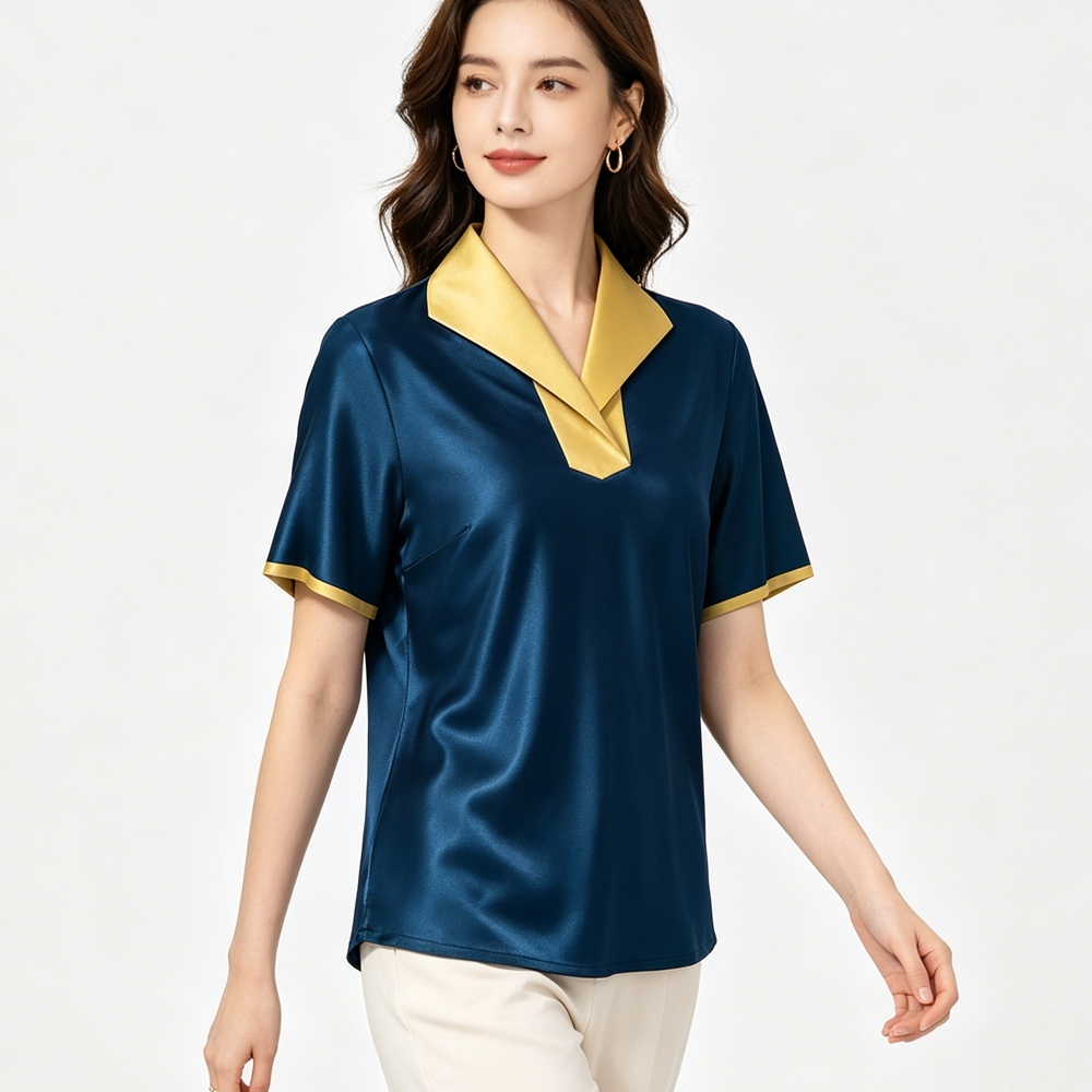 Silk Lapel Collar Polo Shirt