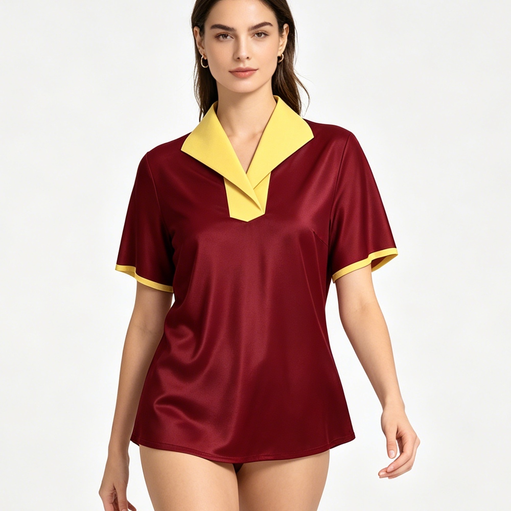 Silk Lapel Collar Polo Shirt