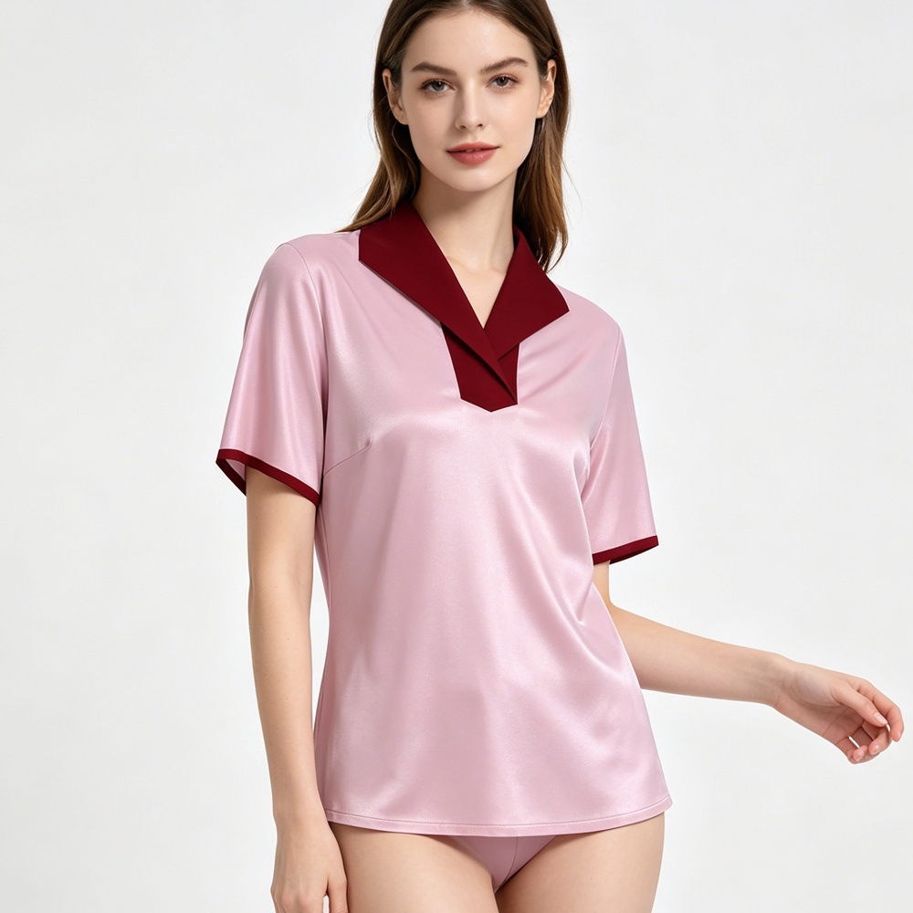 Silk Lapel Collar Polo Shirt