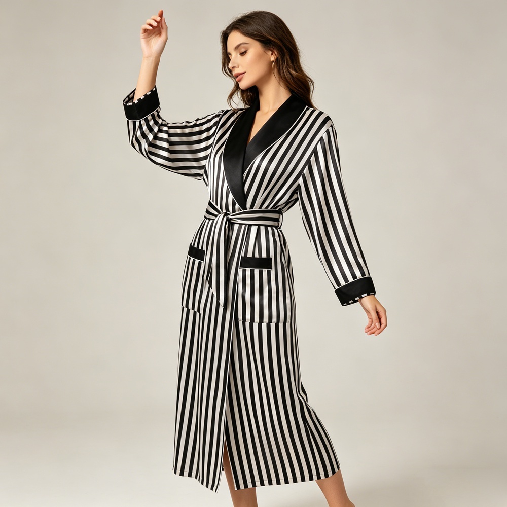 Silk Striped Dressing Gown