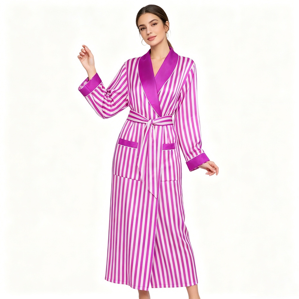 Silk Striped Dressing Gown