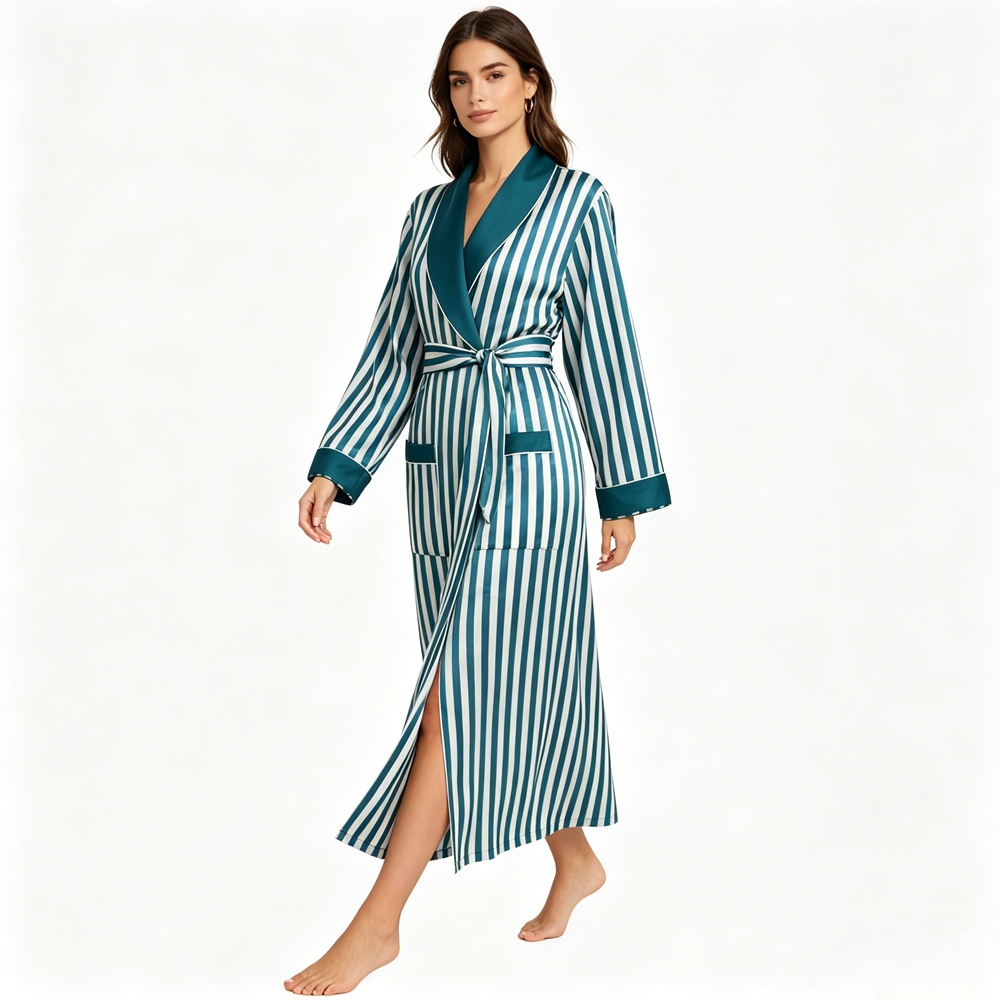 Silk Striped Dressing Gown
