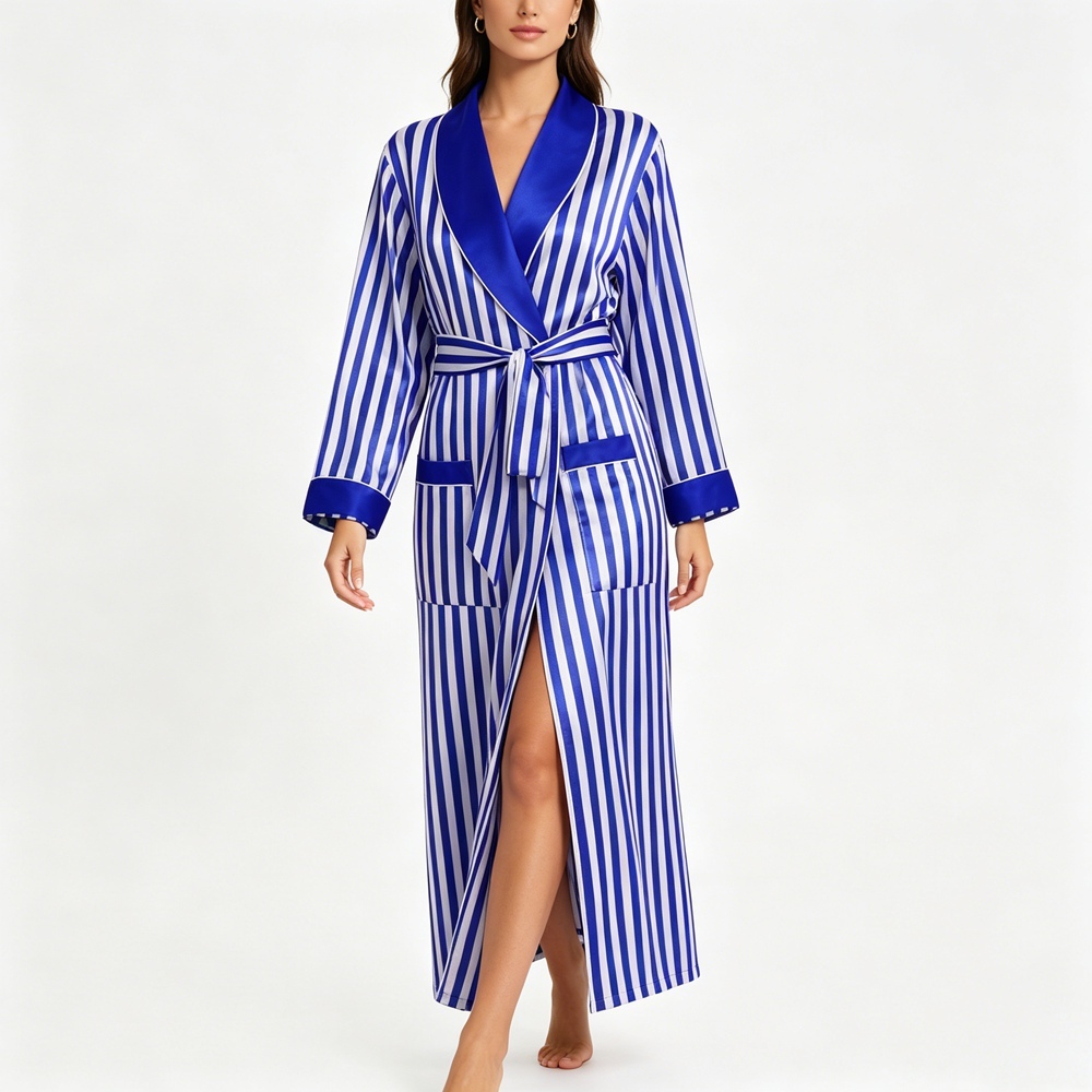 Silk Striped Dressing Gown