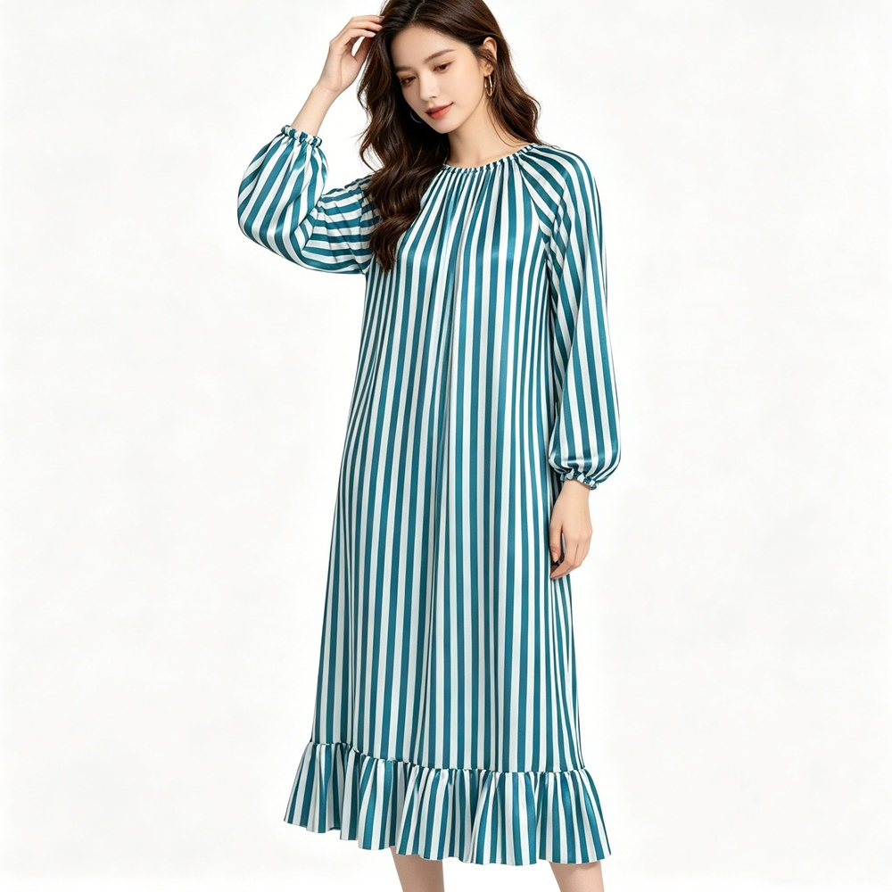 Silk Striped Nightgown