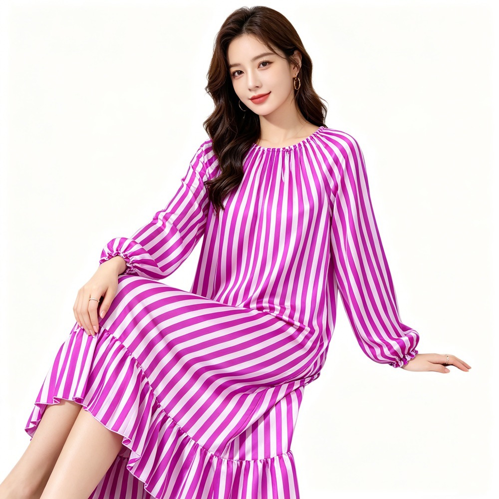 Silk Striped Nightgown