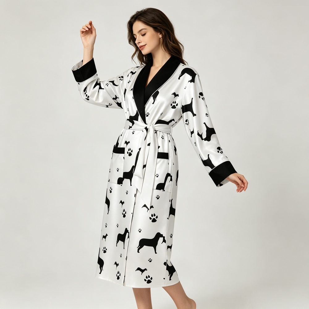 Silk Animal Print Robe