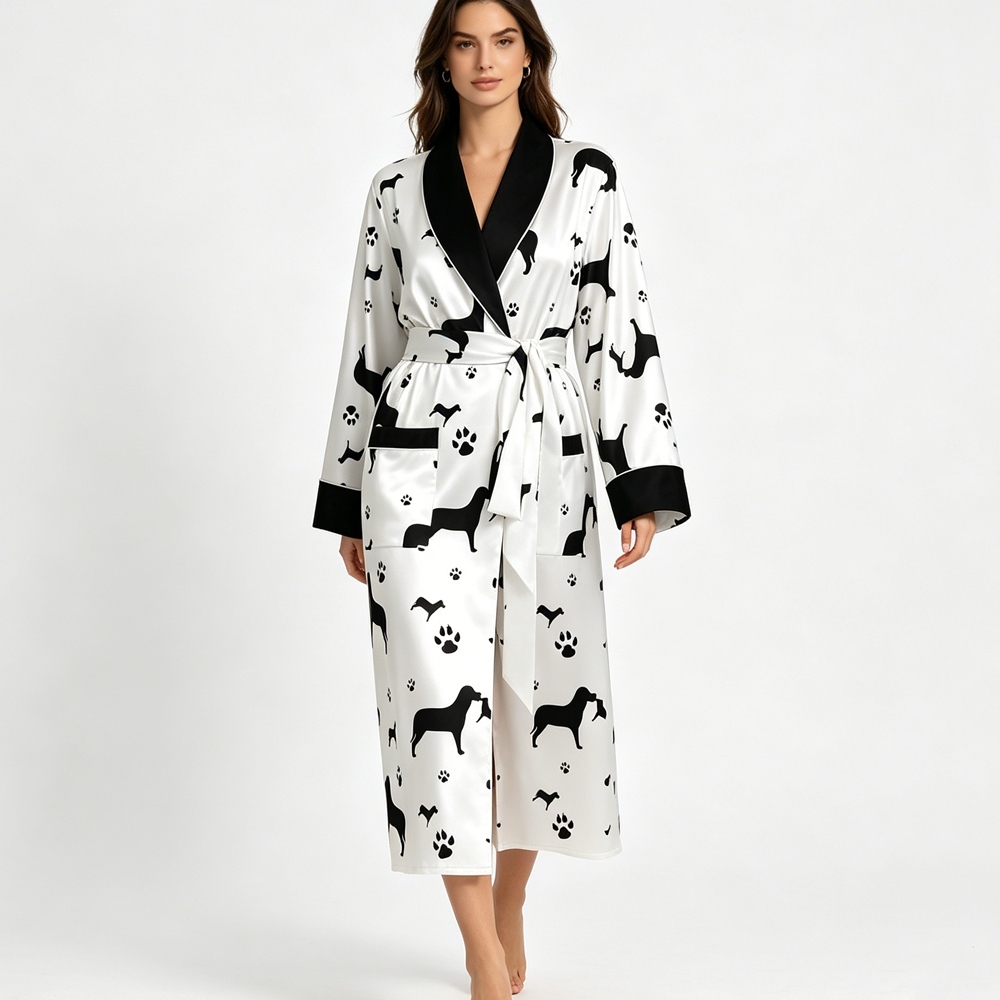 Silk Animal Print Robe