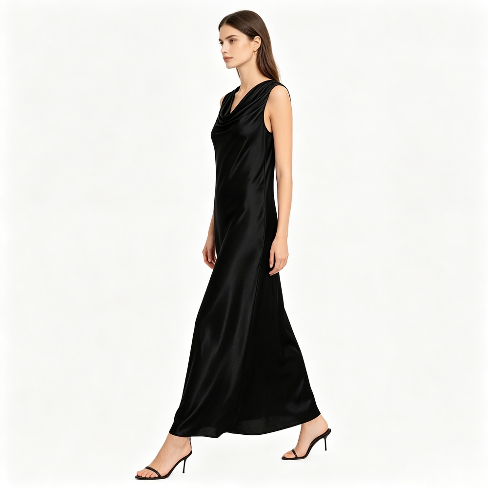 Cowl Neck Silk Dress