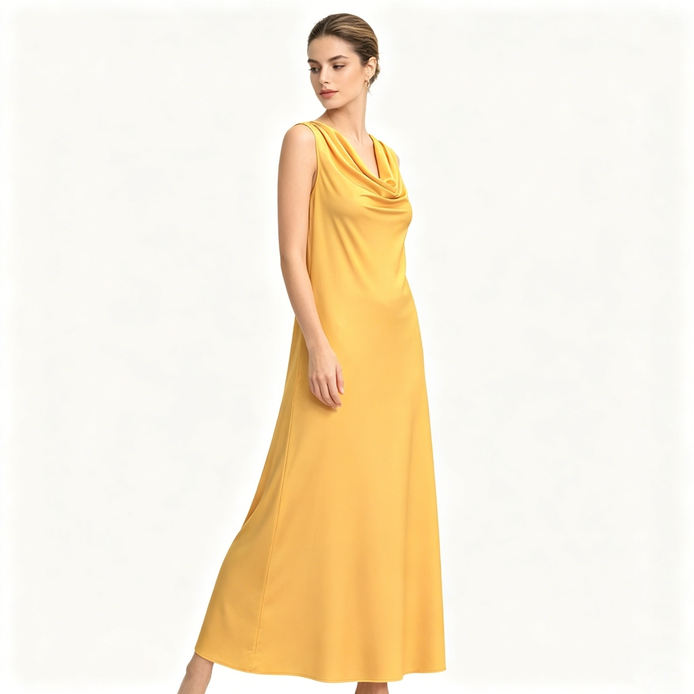 Cowl Neck Silk Dress