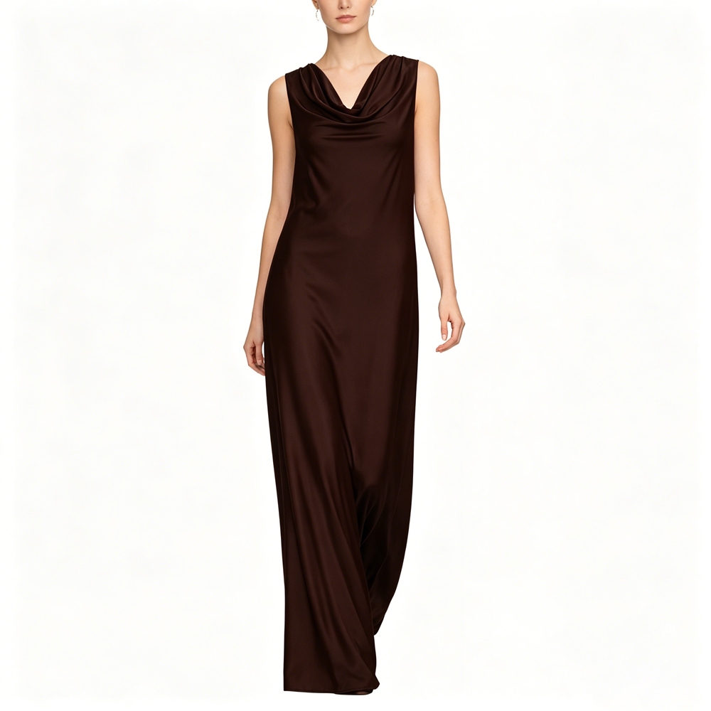 Cowl Neck Silk Dress