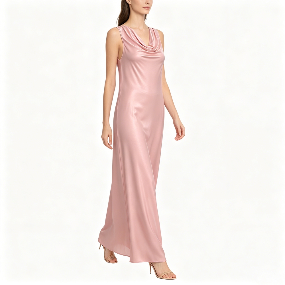 Cowl Neck Silk Dress