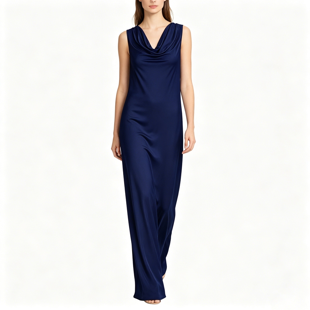 Cowl Neck Silk Dress