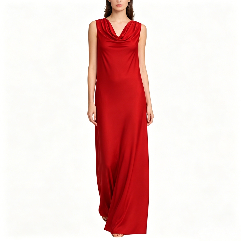 Cowl Neck Silk Dress