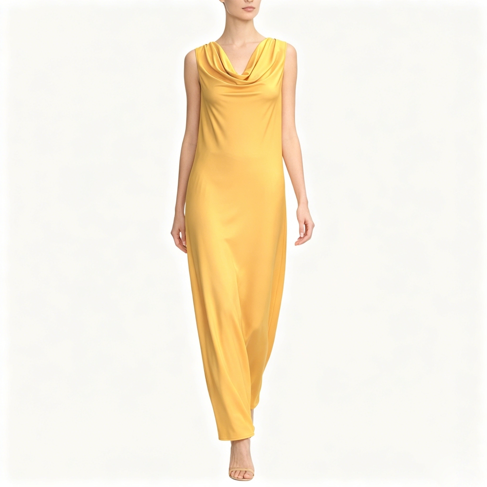 Cowl Neck Silk Dress