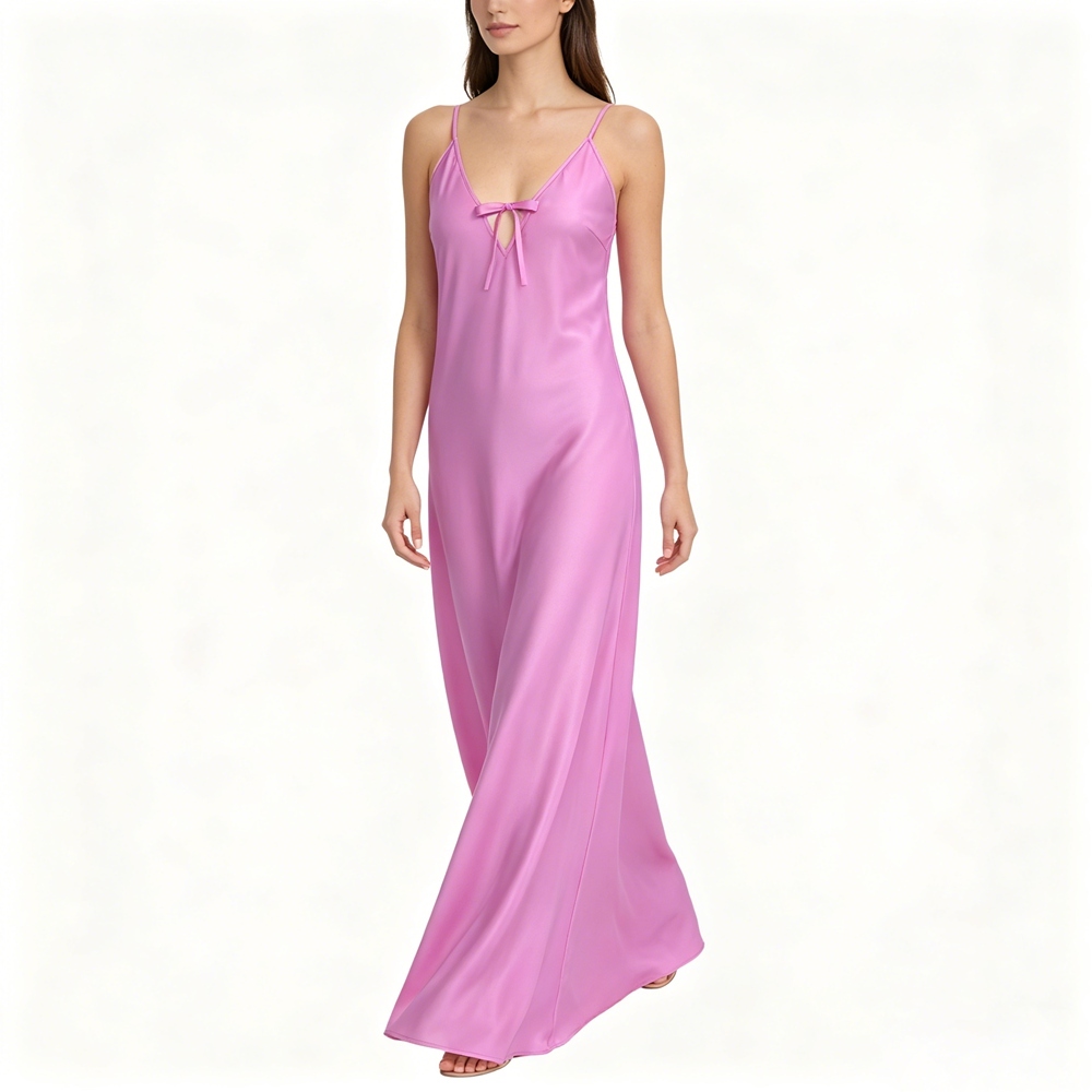 Maxi Deep V Neck Silk Slip For Women