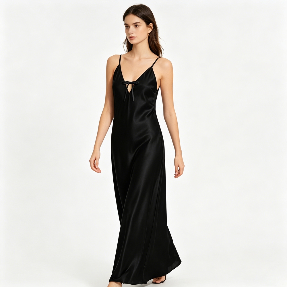 Maxi Deep V Neck Silk Slip For Women