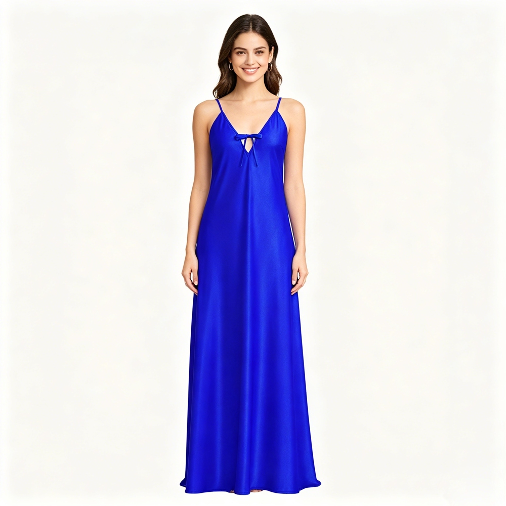 Maxi Deep V Neck Silk Slip For Women