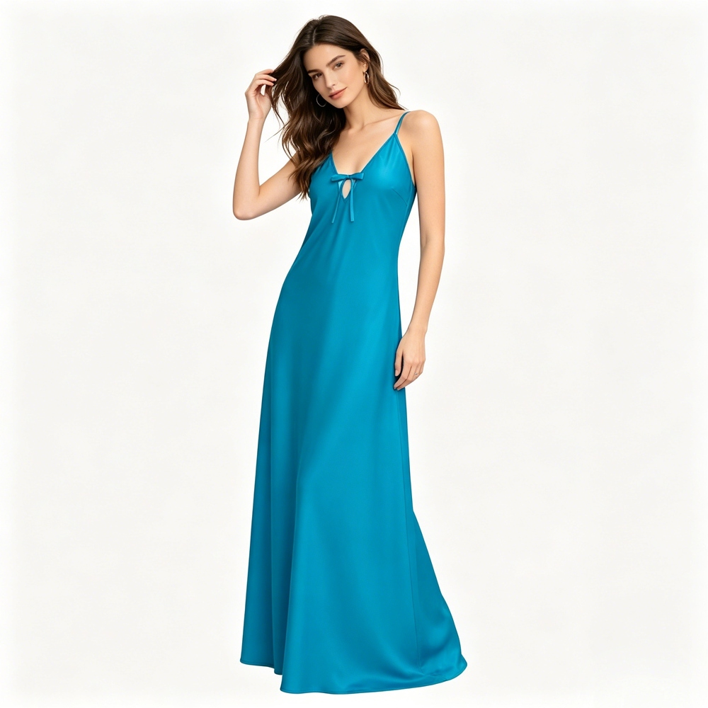 Maxi Deep V Neck Silk Slip For Women