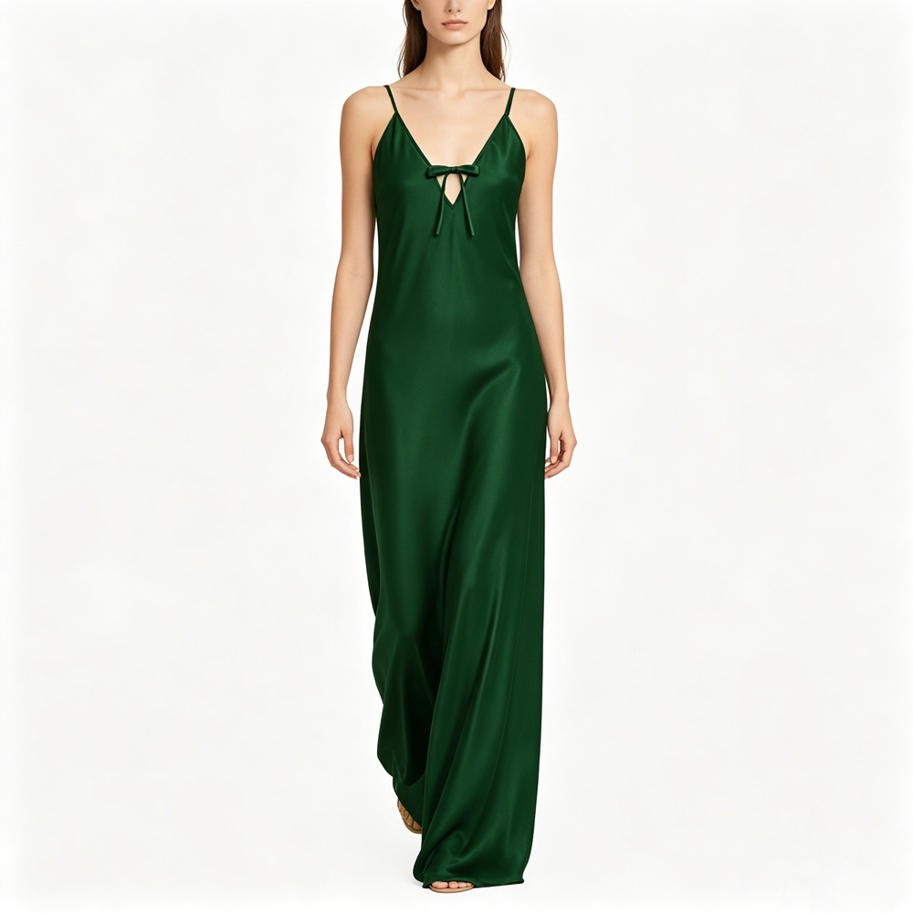 Maxi Deep V Neck Silk Slip For Women