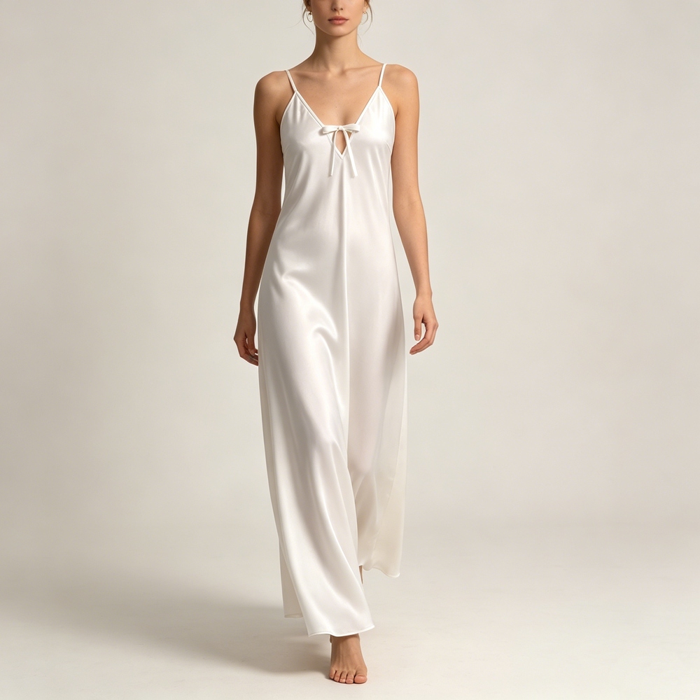 Maxi Deep V Neck Silk Slip For Women