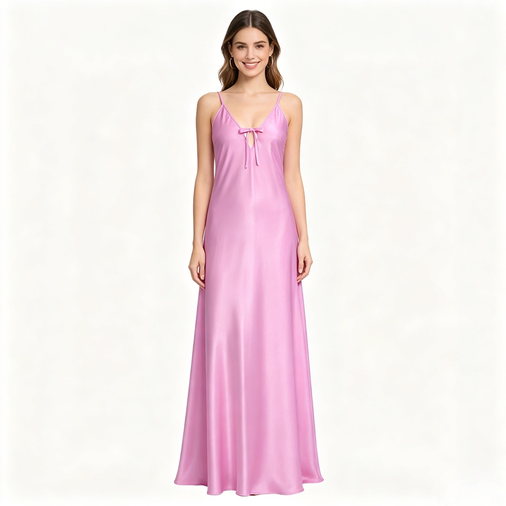 Maxi Deep V Neck Silk Slip For Women