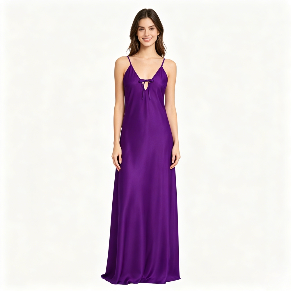 Maxi Deep V Neck Silk Slip For Women