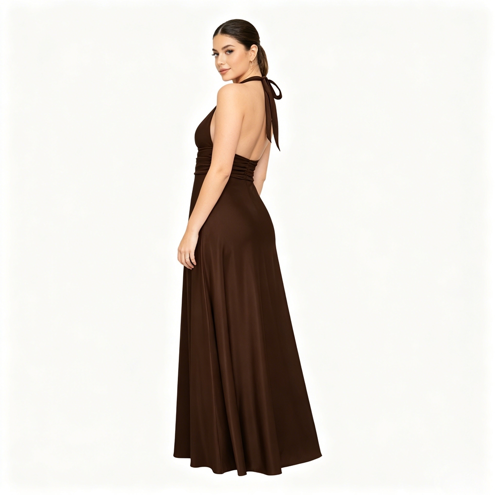 Halter Silk Maxi Dress For Women