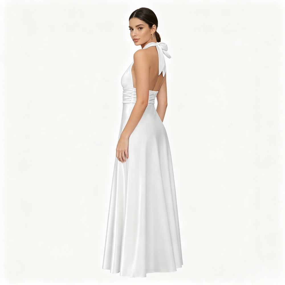 Halter Silk Maxi Dress For Women