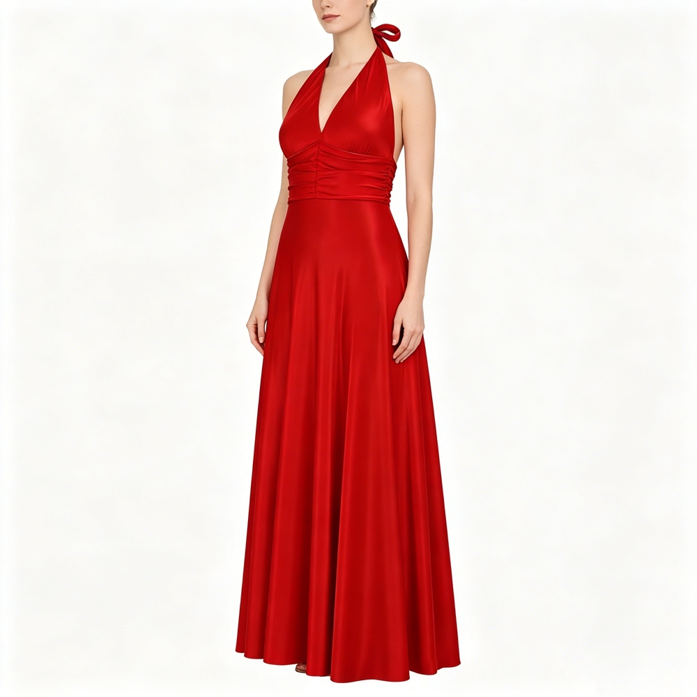 Halter Silk Maxi Dress For Women