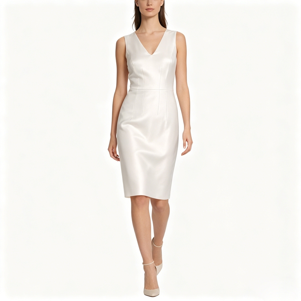 Silk Sheath Dresses Knee Length For Women