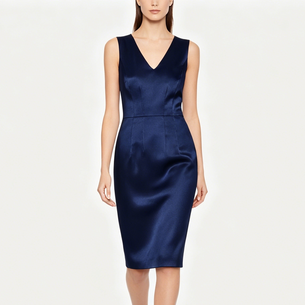 Silk Sheath Dresses Knee Length For Women