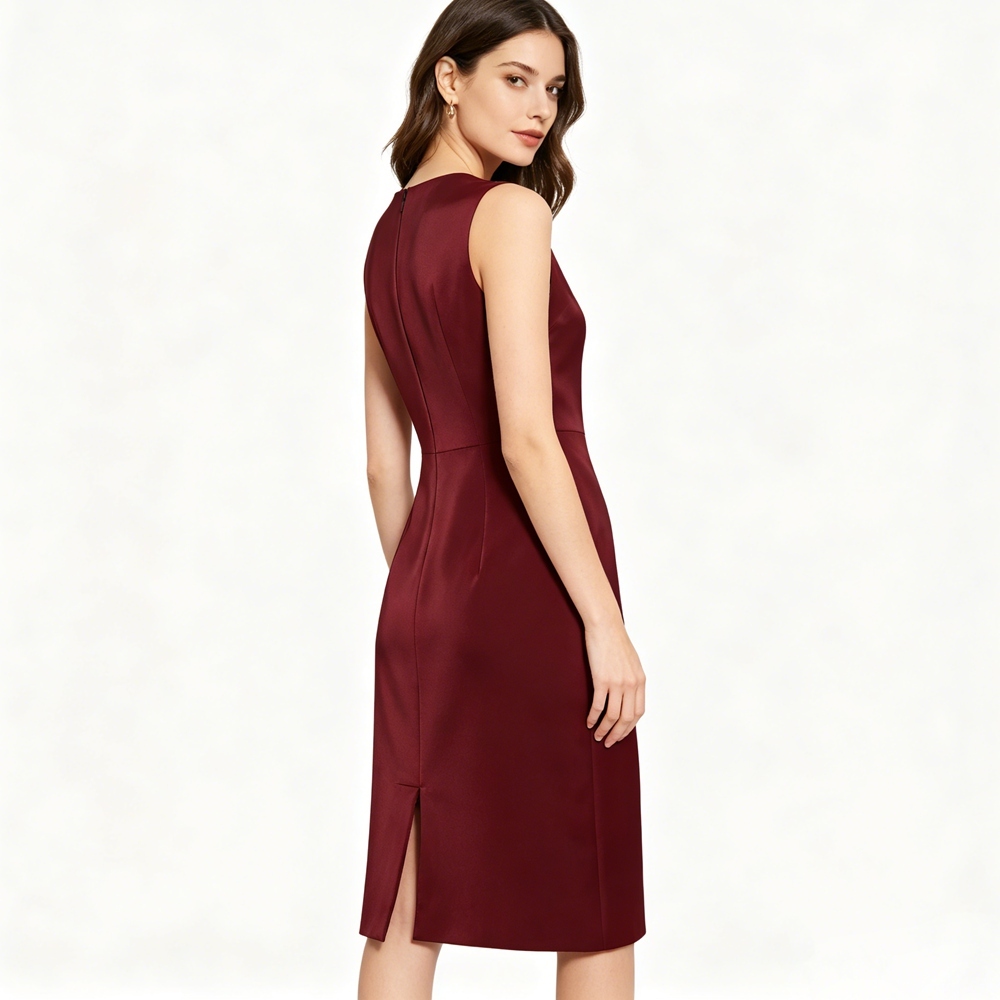 Silk Sheath Dresses Knee Length For Women